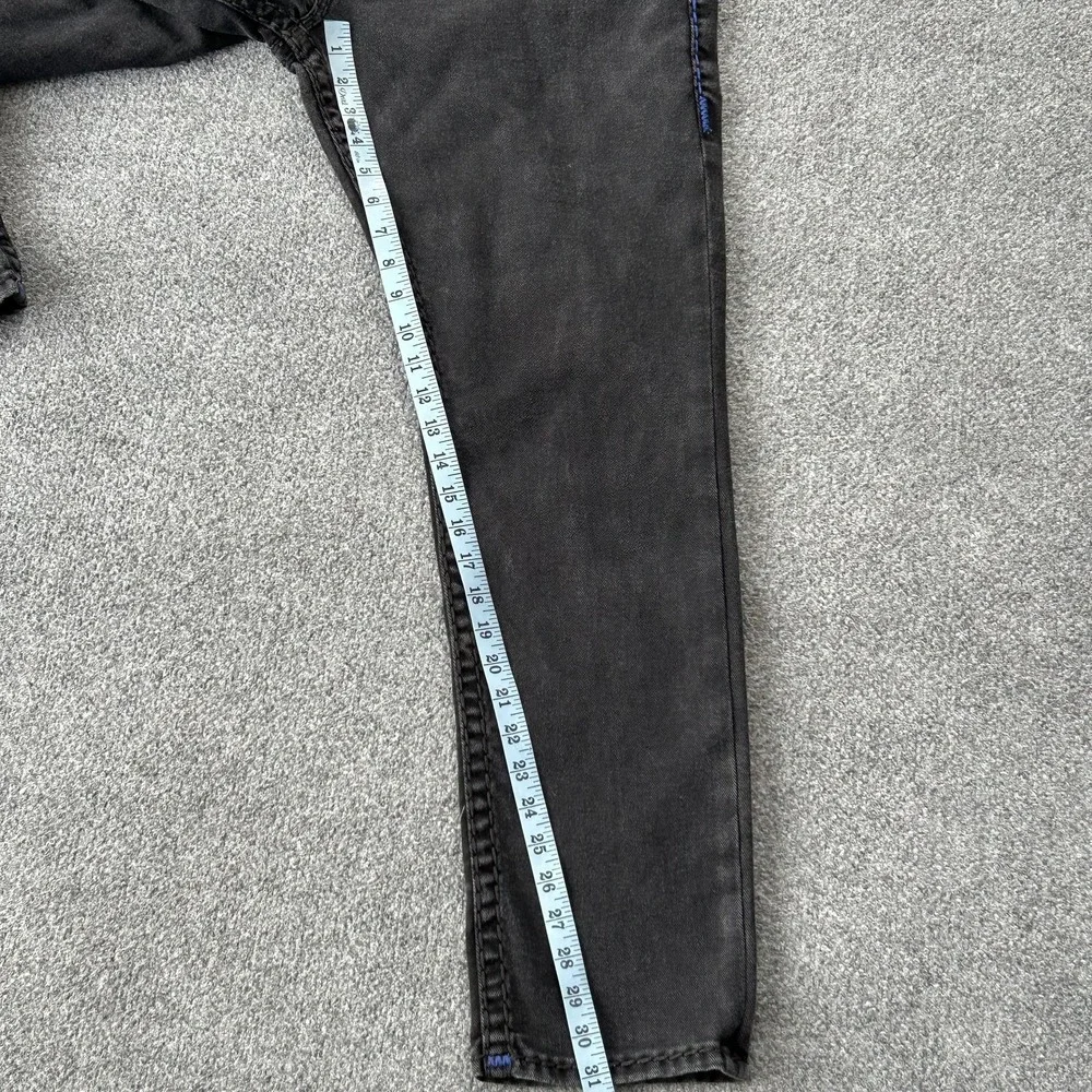 True Religion Rocco Jeans‎ Mens 37x31 Black Relaxed Skinny Contrast Stitch Denim